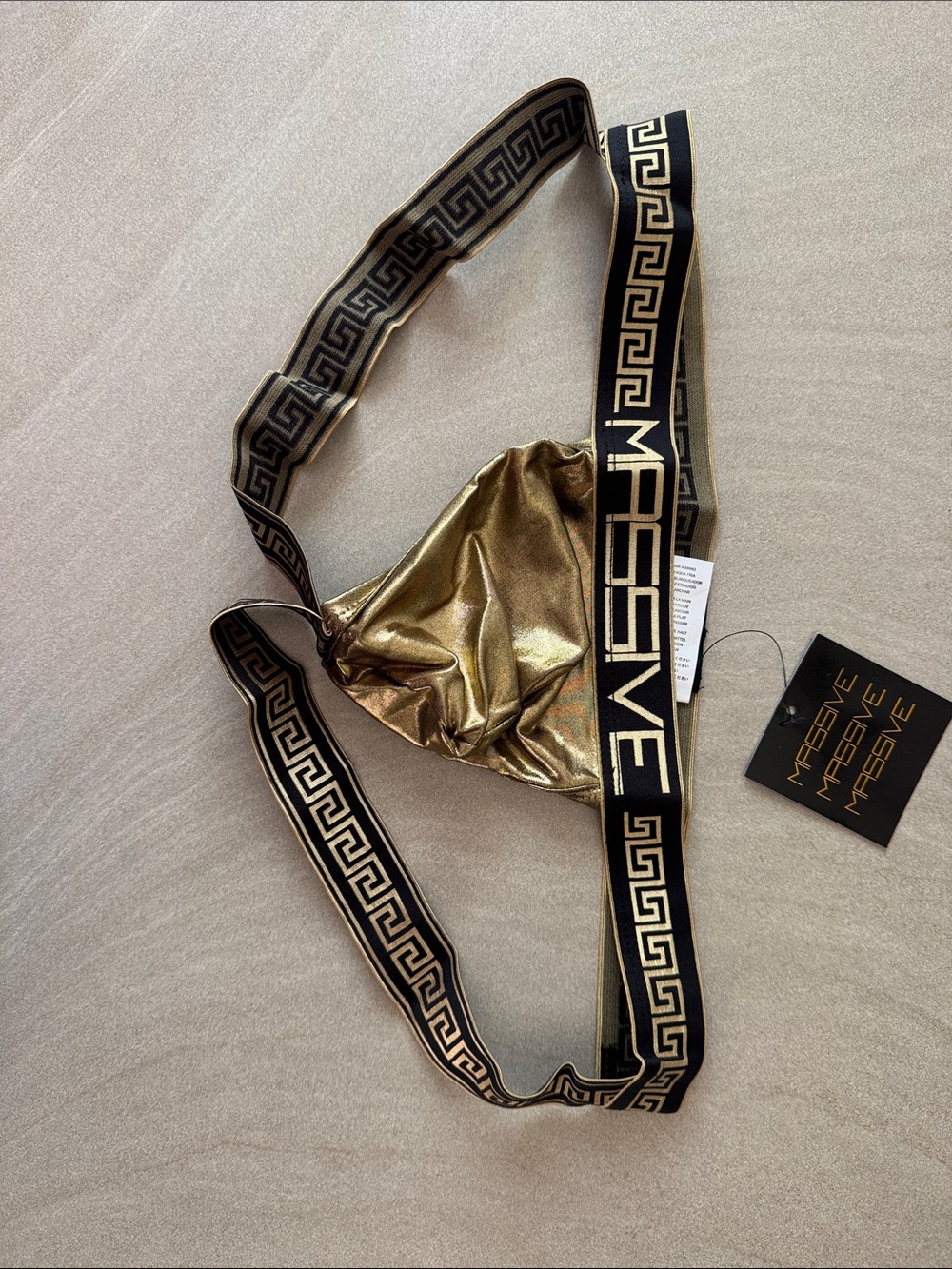 Andrew Christian Metallic Gold Boxer Brief with Black Waistband